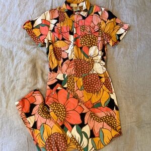 FARM Rio Sunflower Jumpsuit in Orange and Pink